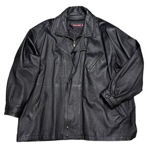 VINTAGE Y2K Genuine Leather Phase 2 Designer Retro Jacket Coat Mens 2XL